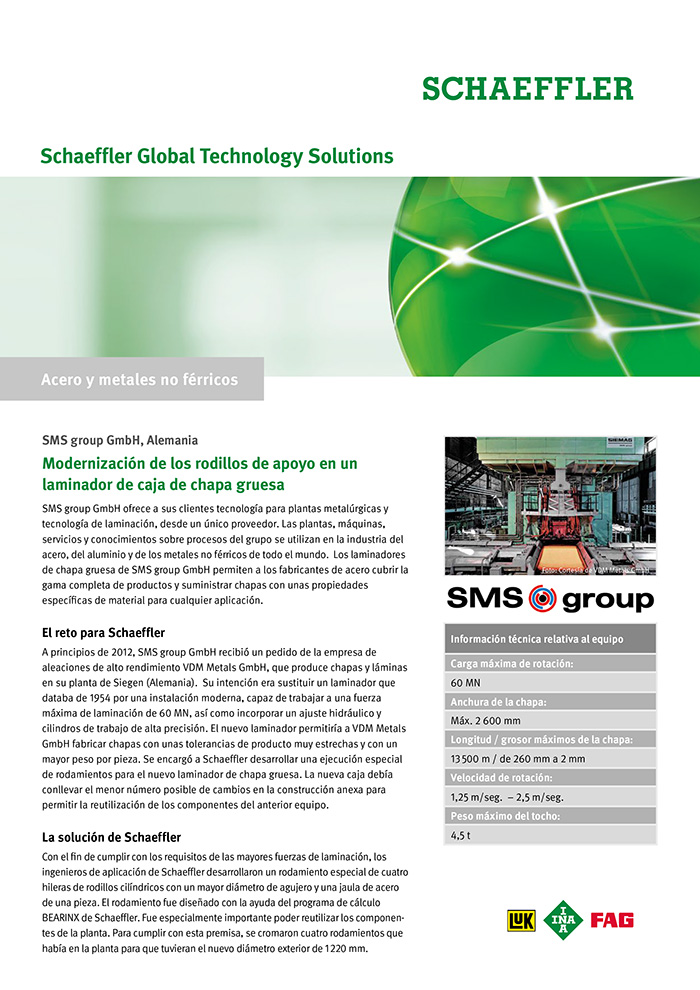 Modernización de los rodillos de apoyo en un laminador de caja de chapa gruesa
