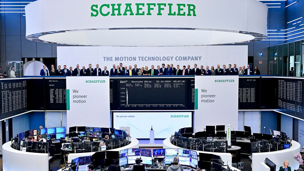 Cotización inicial de las nuevas acciones de Schaeffler tras la fusión con Vitesco el 2 de octubre de 2024. (Foto: Martin Joppen)